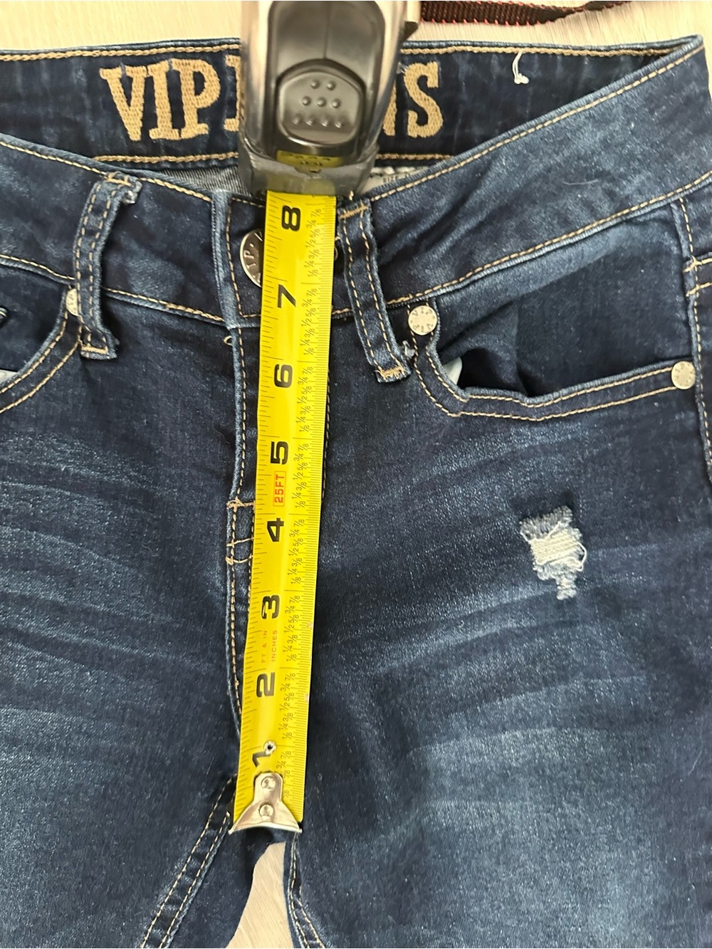 VIP Distressed Low Rise Skinny Jeans - Picture 6 of 7